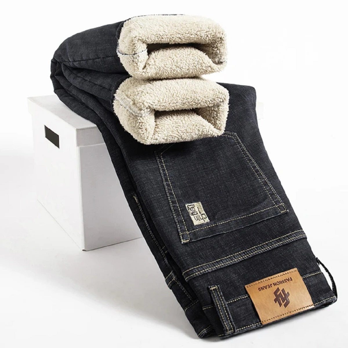 Men's Winter Fleece Lined Jean Thermal Warm Denim Pants