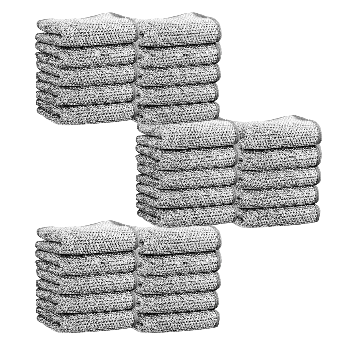 Steel Wire Cleaning Cloths - Double-Layer Silver Fibre Dishcloths for Kitchen