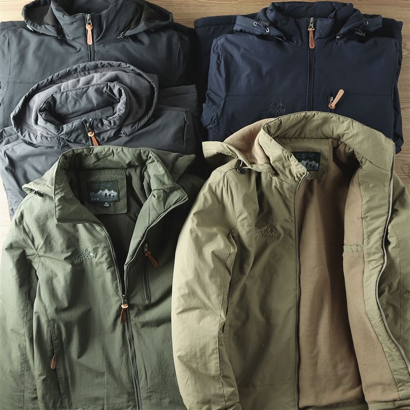 Men's Polar Spring and Autumn Coat Waterproof Warm Hooded Jacket