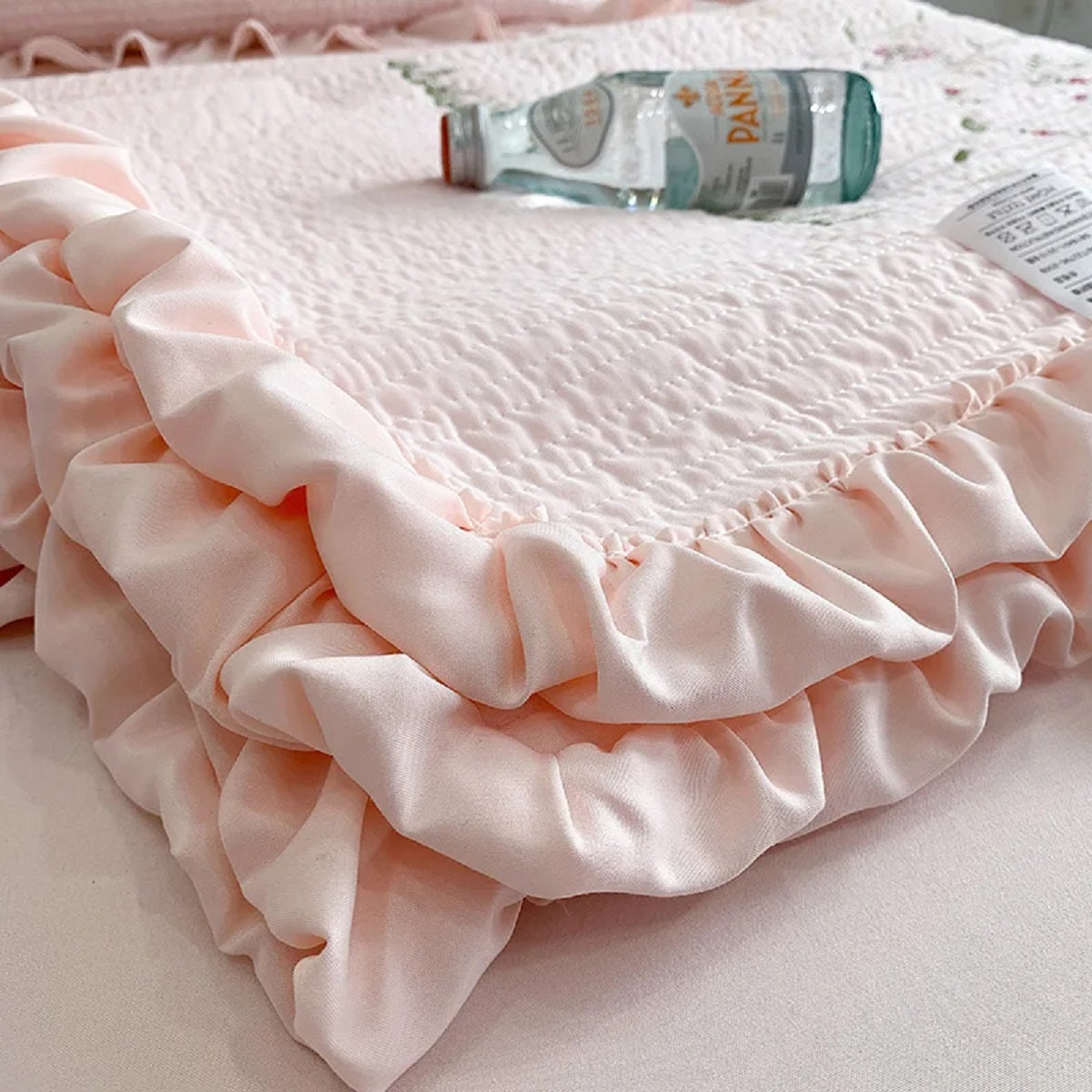 Korean Princess Flowers Embroidery Quilt Blanket Bedding Set