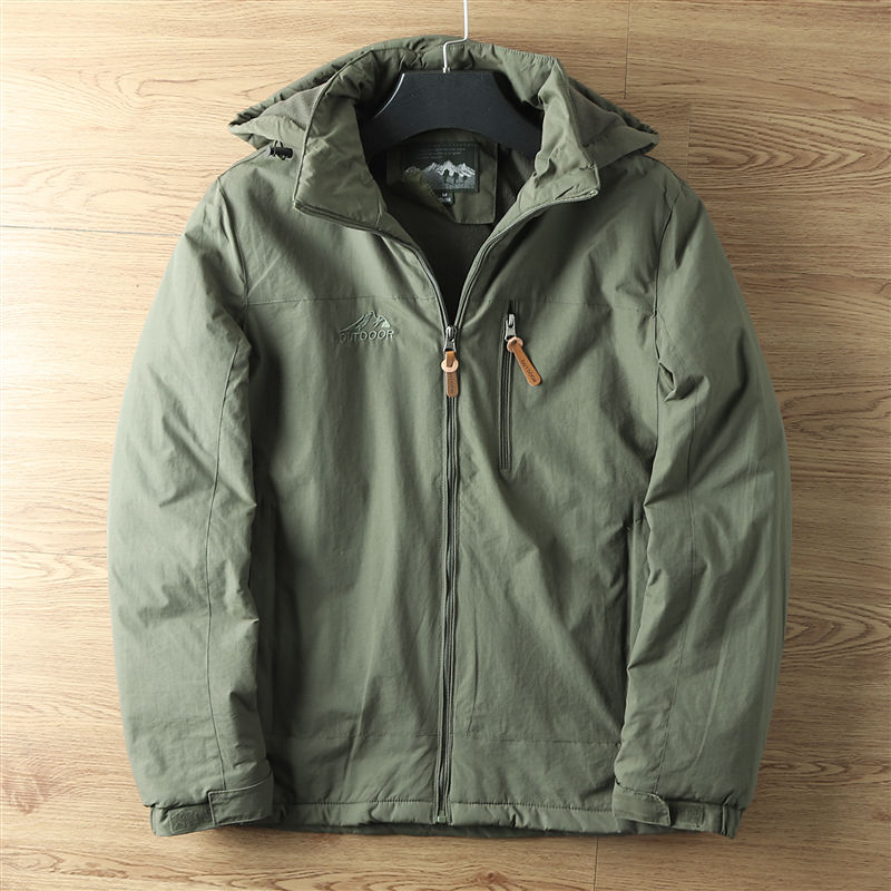 Men's Polar Spring and Autumn Coat Waterproof Warm Hooded Jacket