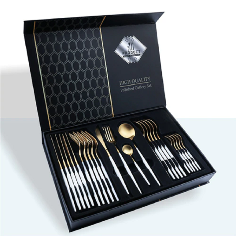 24 Pcs Gold Dinnerware Stainless Steel Tableware Set