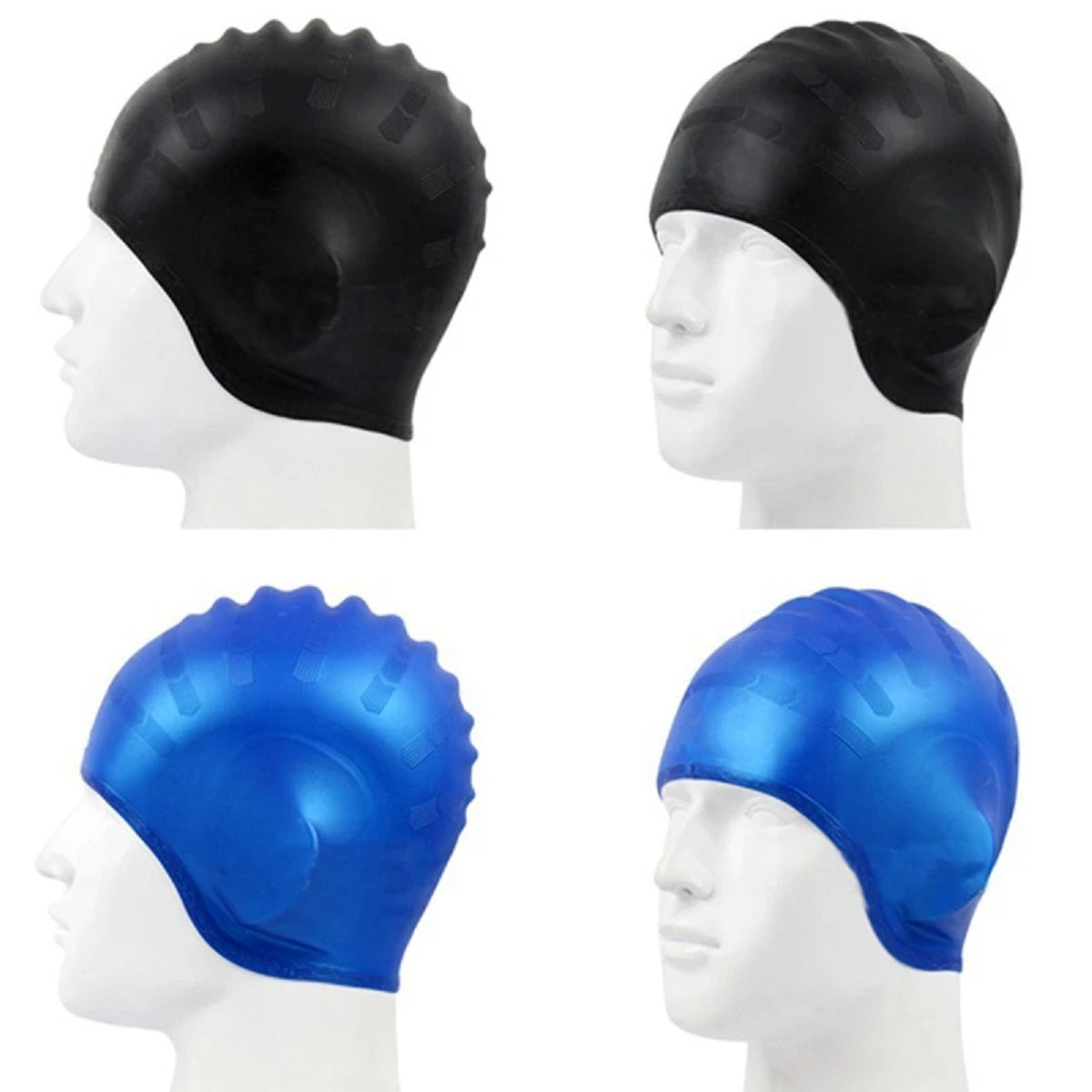 Waterproof Silicone Swim Cap - Non-Slip Pool Cap with Ear Protection