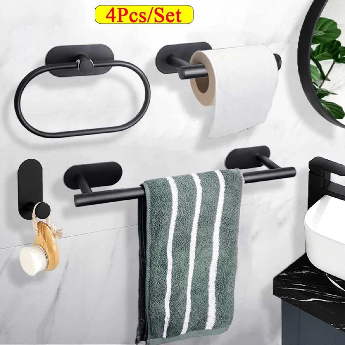 4 Pcs/set Self Adhesive Towel Rack for Bathroom