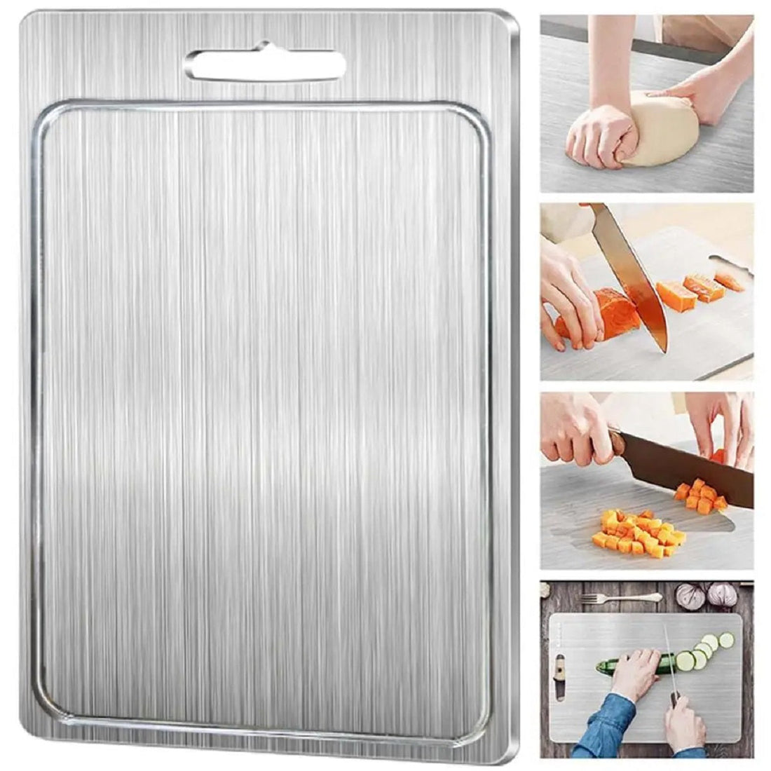 Titanium Stainless Steel Antibacterial Cutting Board - Double-Sided and Food Grade