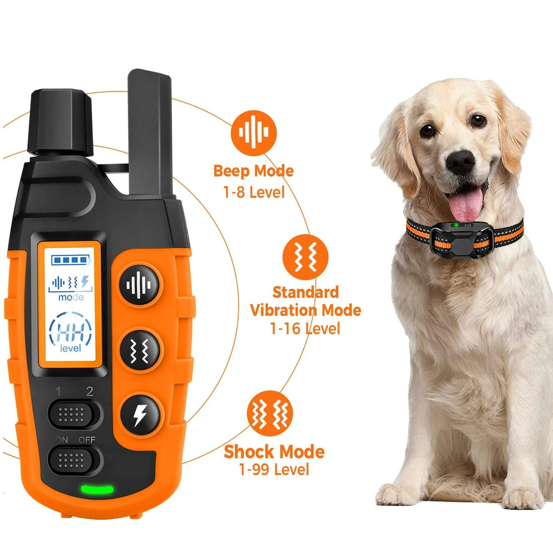 3300-Ft Waterproof Dog Training Collar - Remote Shock and Vibration for 5-120 Lbs Pets