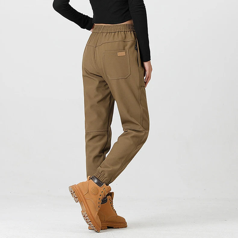 Unisex Fleece Lined Joggers Pants Water Resistant Winter Warm Travel Sweatpant