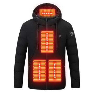4 Areas Smart Heating Cotton Electric Hooded Jacket