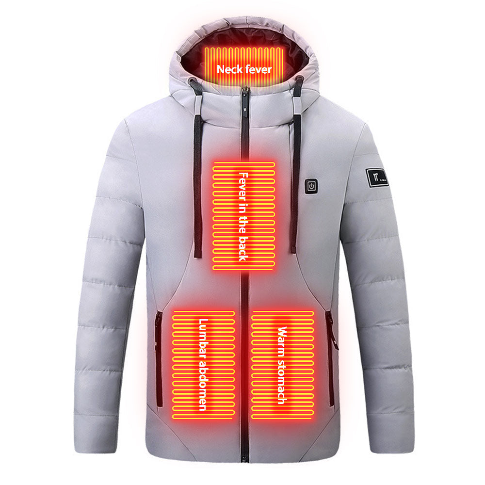 4 Areas Smart Heating Cotton Electric Hooded Jacket