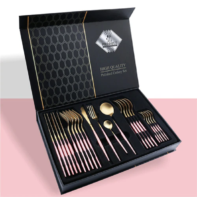24 Pcs Gold Dinnerware Stainless Steel Tableware Set
