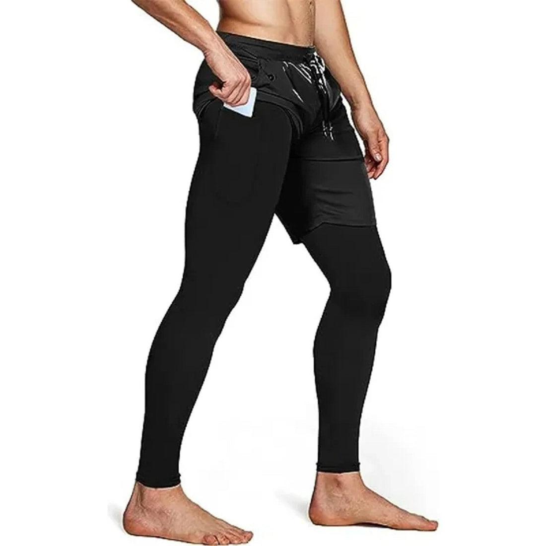 Men's 2-In-34°fompression Running Pants - Double-Layer Gym Joggers