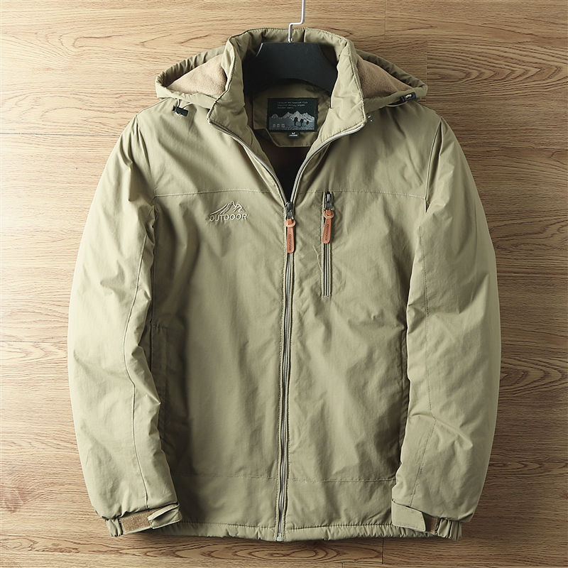Men's Polar Spring and Autumn Coat Waterproof Warm Hooded Jacket
