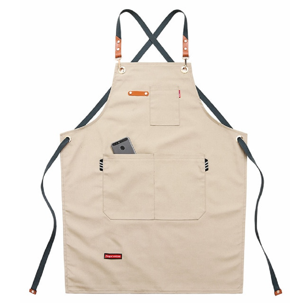 Chef Cross Back Apron for Women & Men with Tool Pockets