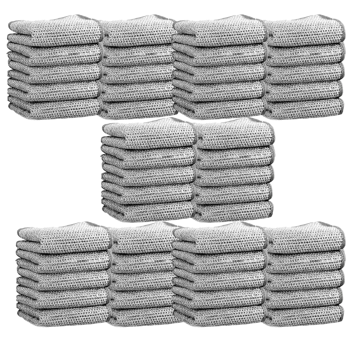 Steel Wire Cleaning Cloths - Double-Layer Silver Fibre Dishcloths for Kitchen
