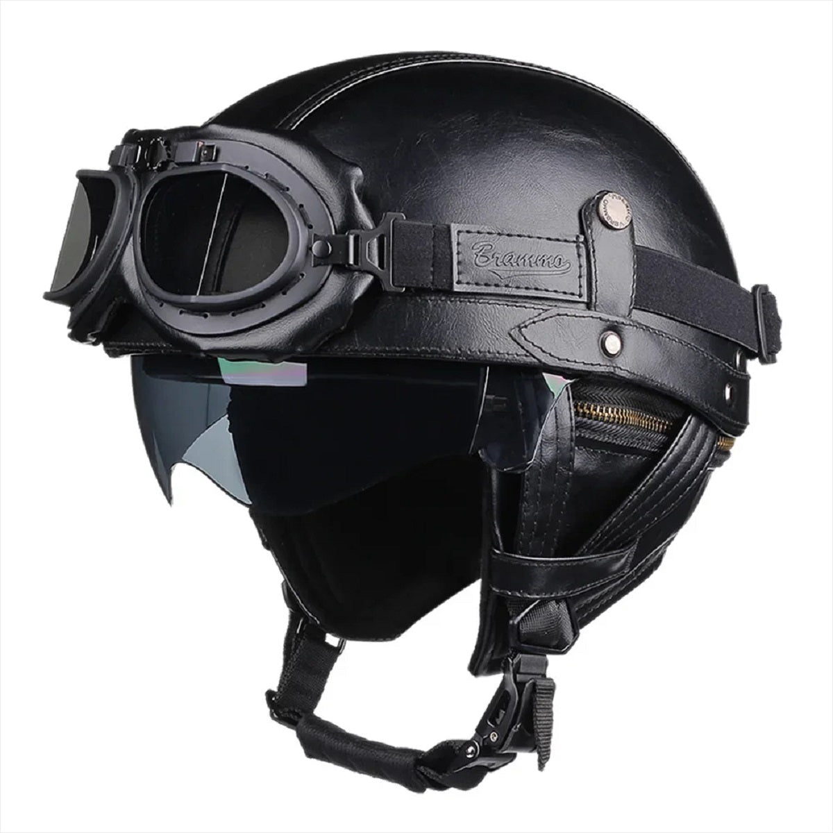 Retro Half Motorcycle Helmet - Unisex Scooter Helmet with HD Lens for All Seasons