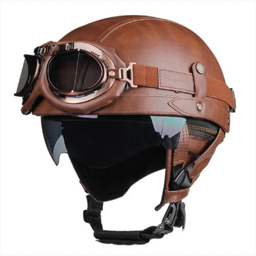Retro Half Motorcycle Helmet - Unisex Scooter Helmet with HD Lens for All Seasons