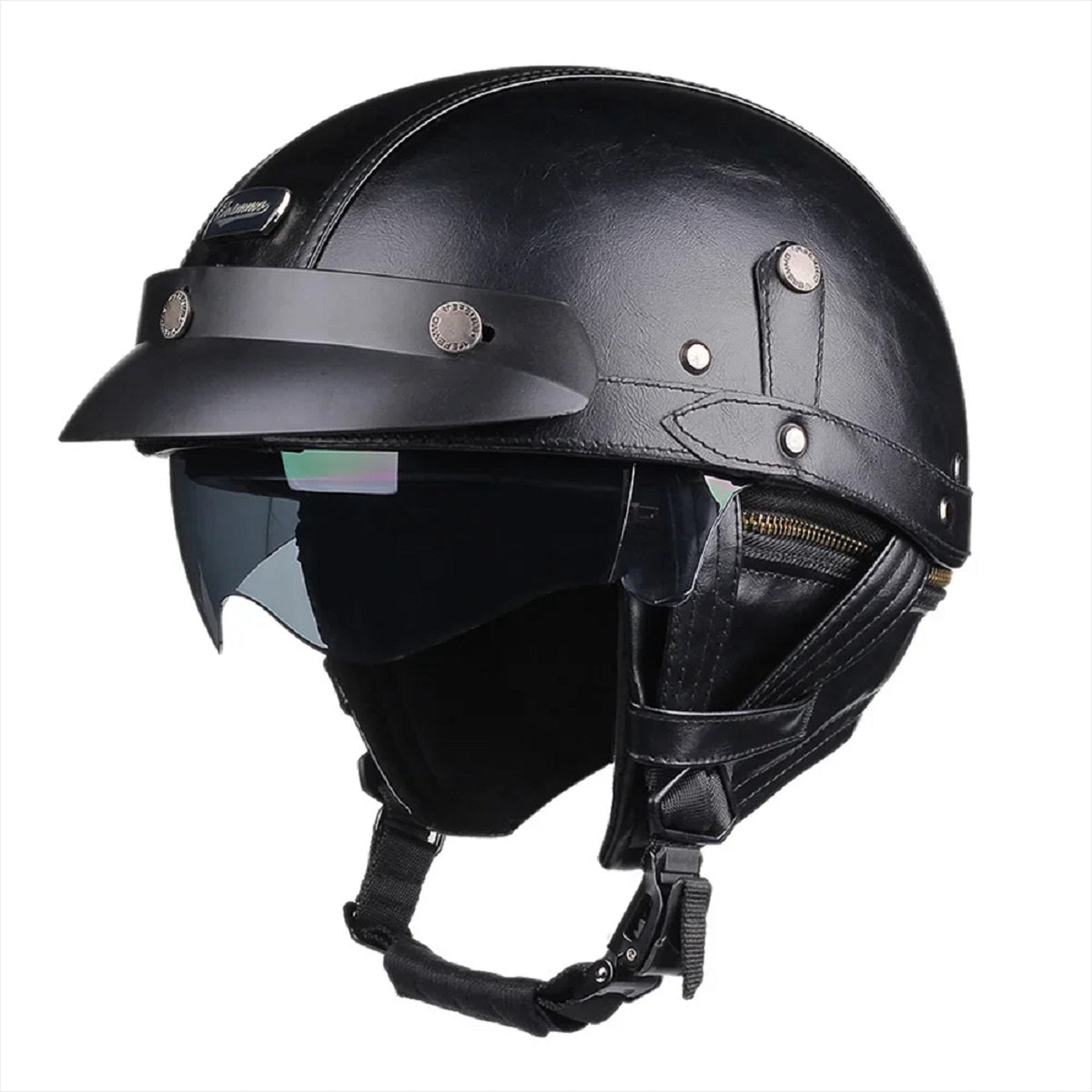 Retro Half Motorcycle Helmet - Unisex Scooter Helmet with HD Lens for All Seasons