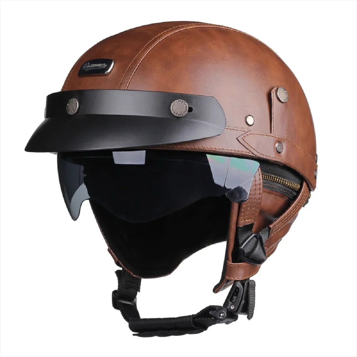 Retro Half Motorcycle Helmet - Unisex Scooter Helmet with HD Lens for All Seasons