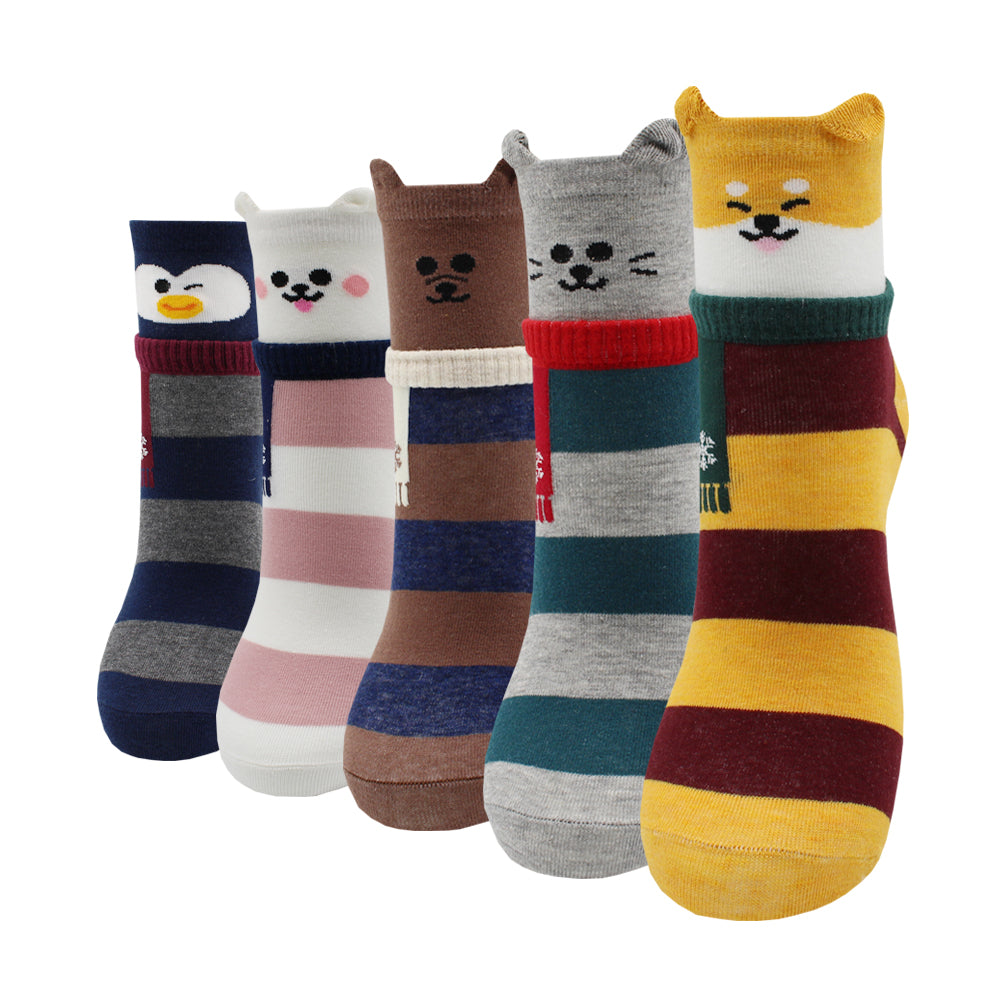 Colorful Cute Animal Design Patterned Women's Casual Cotton Socks