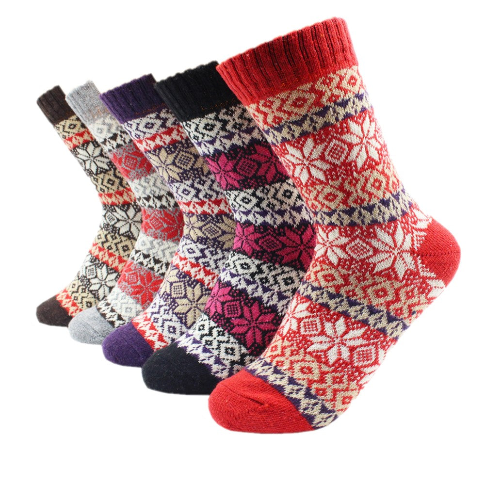 5 Pairs Winter Women's Thicken Thermal Wool Cashmere Snow Socks