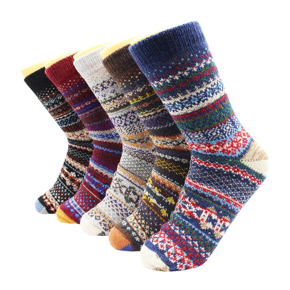 5 Pairs Winter Women's Thicken Thermal Wool Cashmere Snow Socks