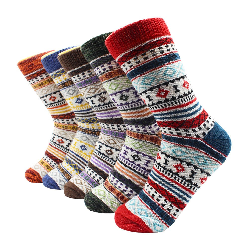 5 Pairs Winter Women's Thicken Thermal Wool Cashmere Snow Socks