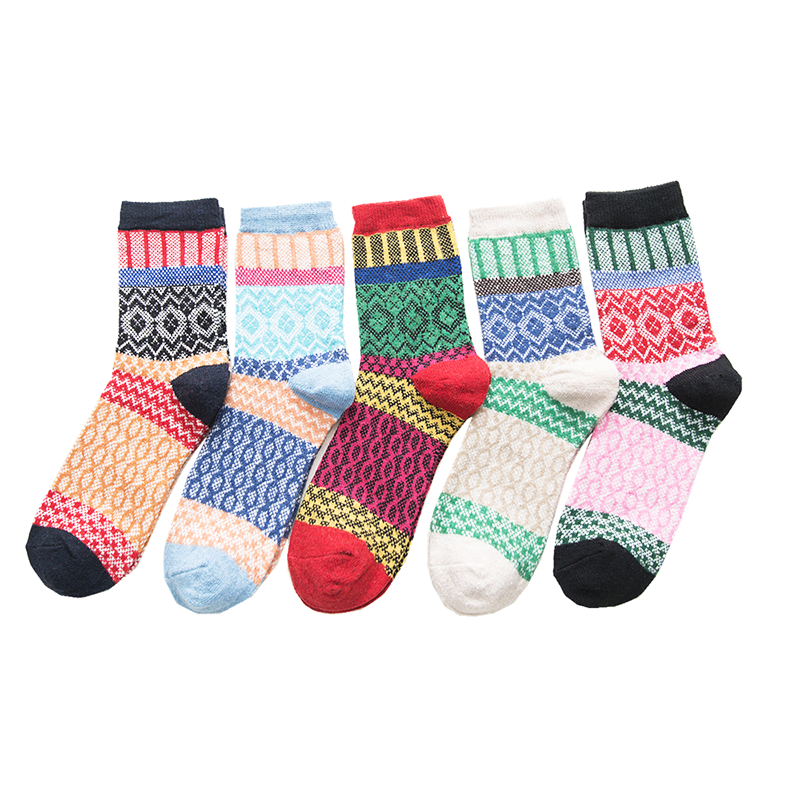 5pairs/lot Winter Thick Warm Wool Vintage Christmas Socks