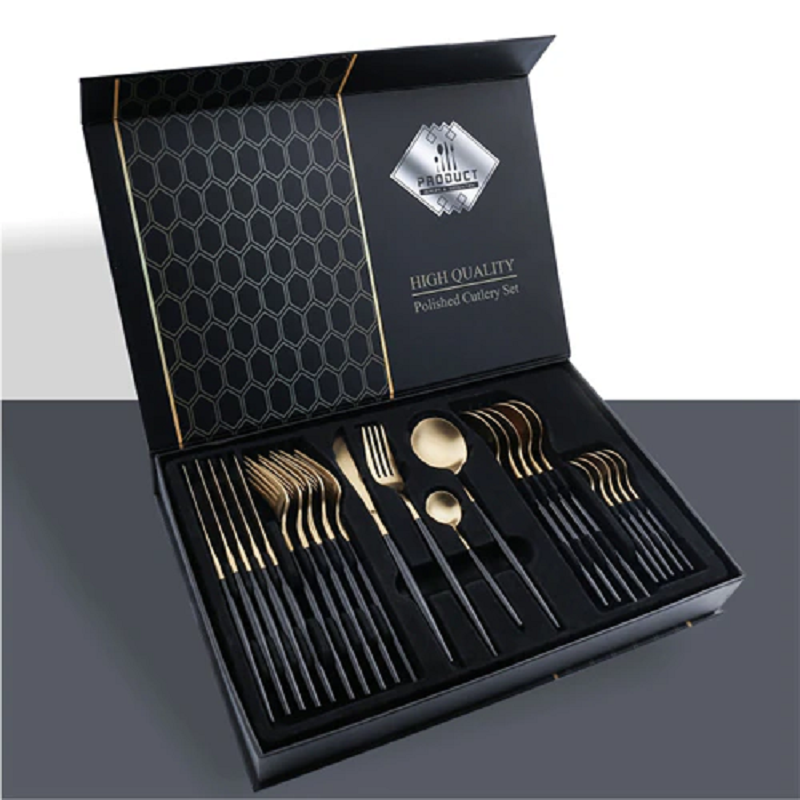 24 Pcs Gold Dinnerware Stainless Steel Tableware Set