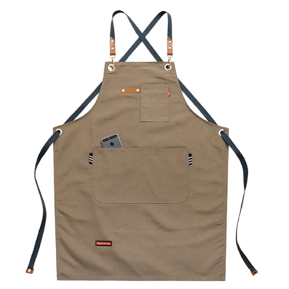 Chef Cross Back Apron for Women & Men with Tool Pockets