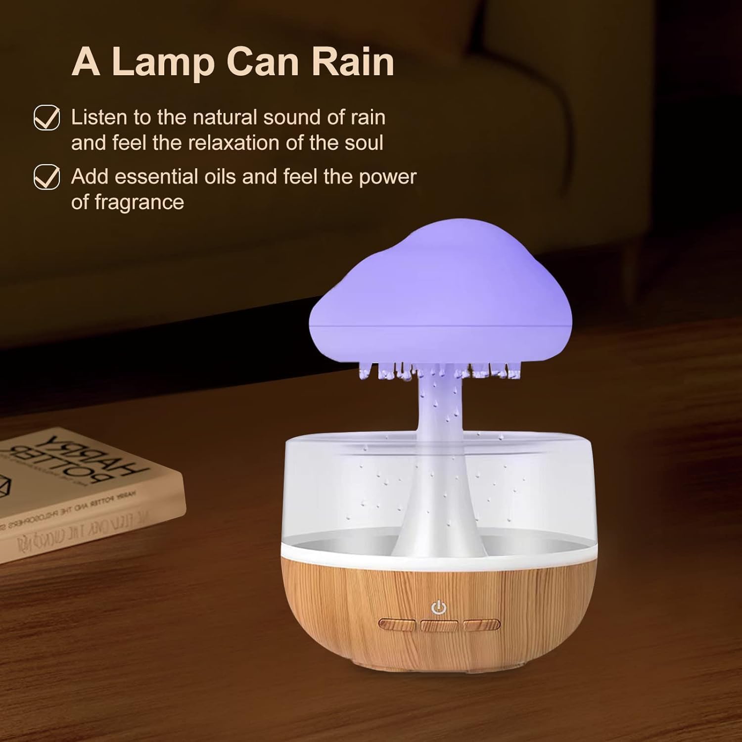 Rain Cloud Humidifier Colorful Mushroom Raindrop Atmosphere Lamp
