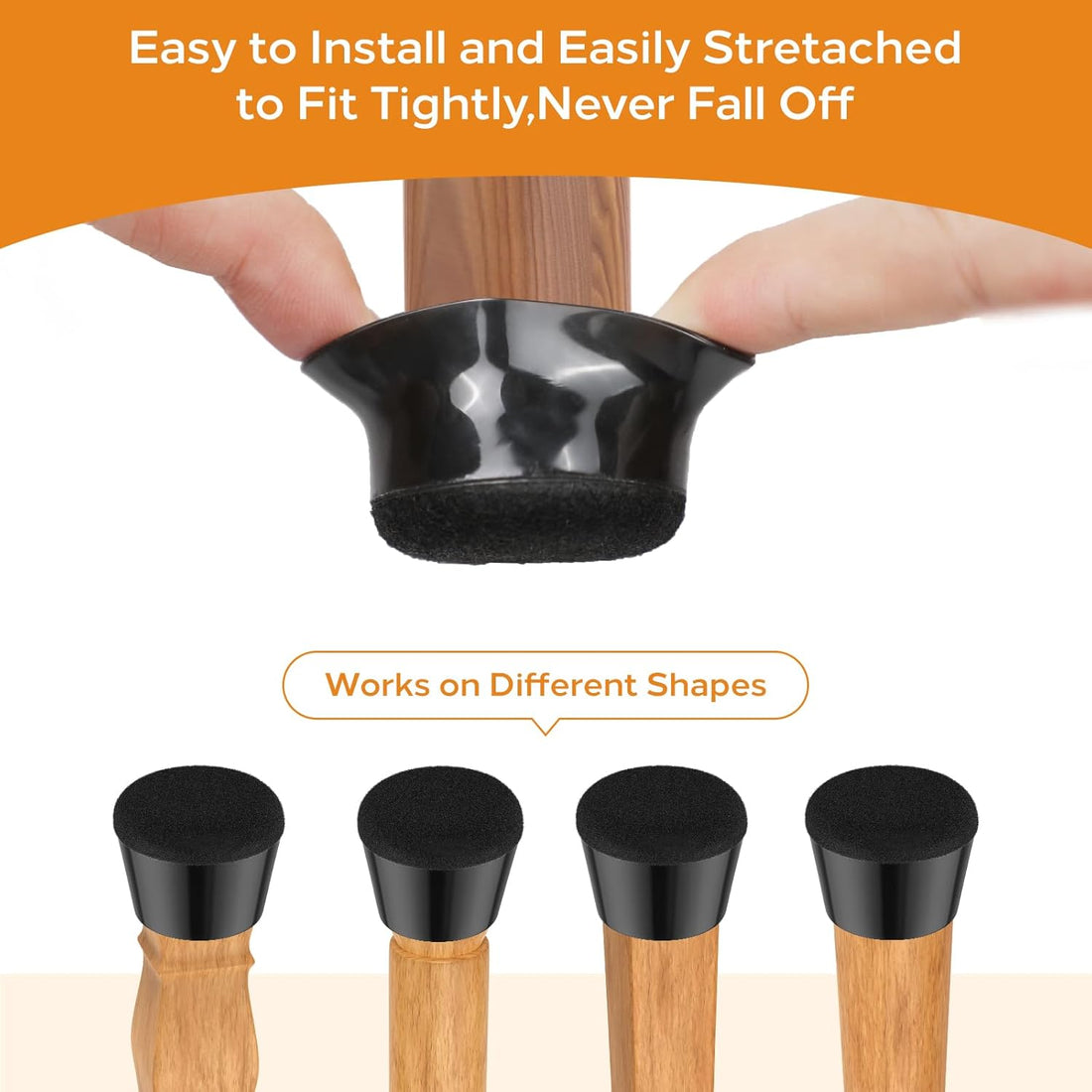 16 Pcs Chair Leg Protectors - Anti-Slip Silicone Felt Covers for Hardwood Floors