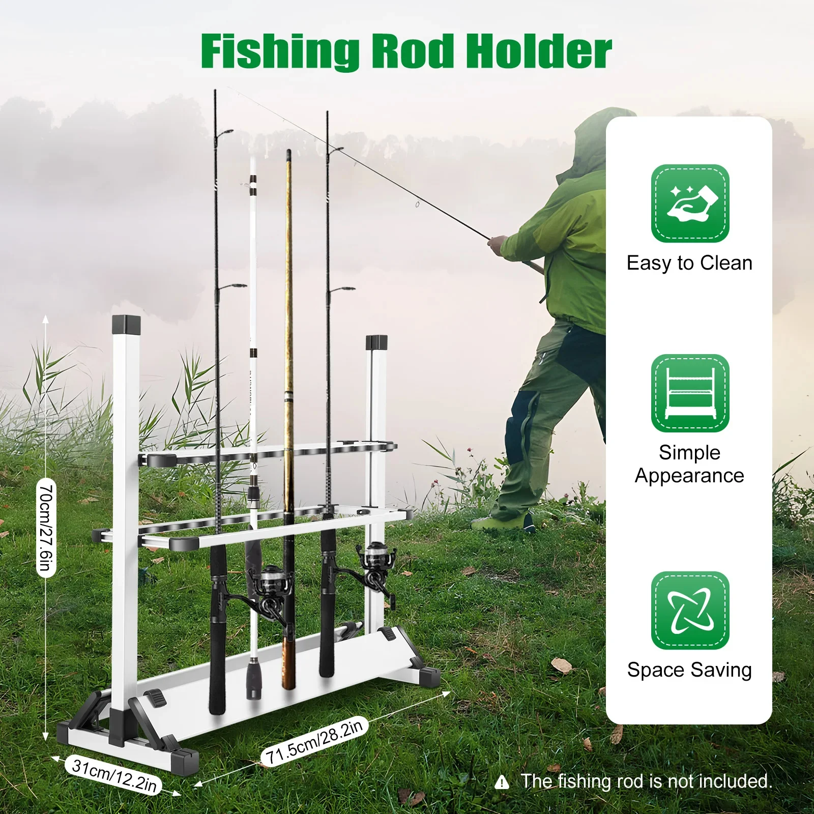 Aluminum Fishing Rod Rack - 24-Rod Freestanding Storage Stand