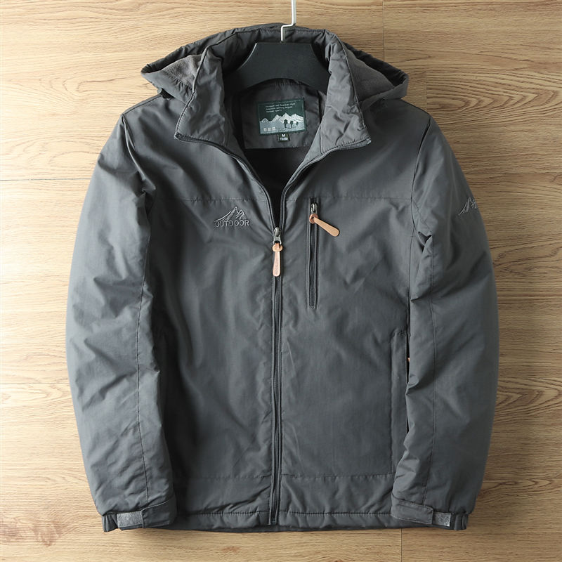 Men's Polar Spring and Autumn Coat Waterproof Warm Hooded Jacket