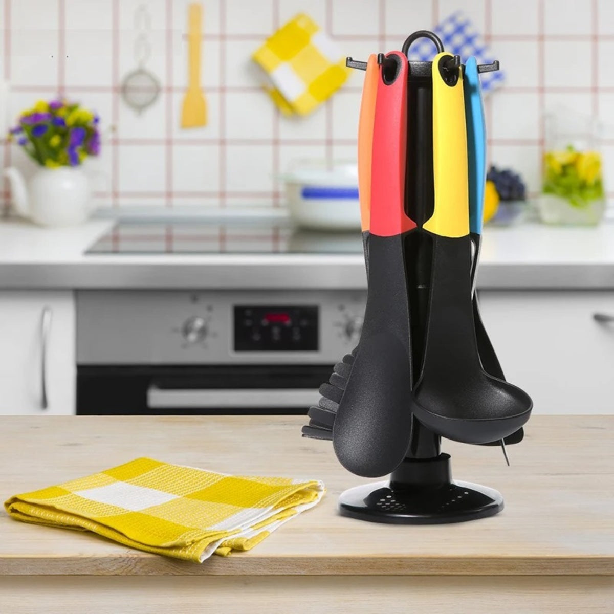 7-Piece Nonstick Nylon Utensil Set - Spoon Turner Spatula and Ladle