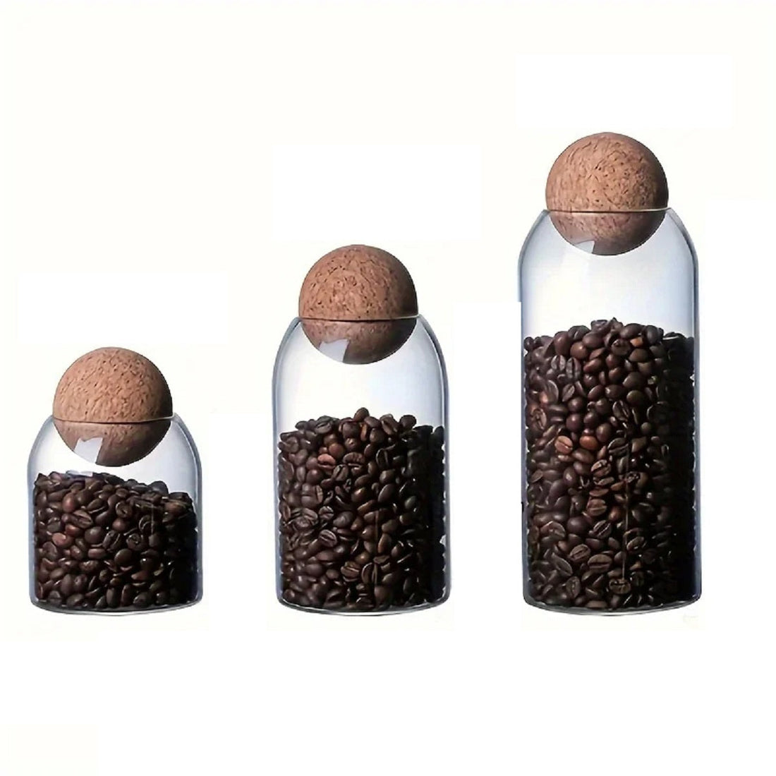 3 Pcs/set Glass Storage Jar with Ball Cork Lid