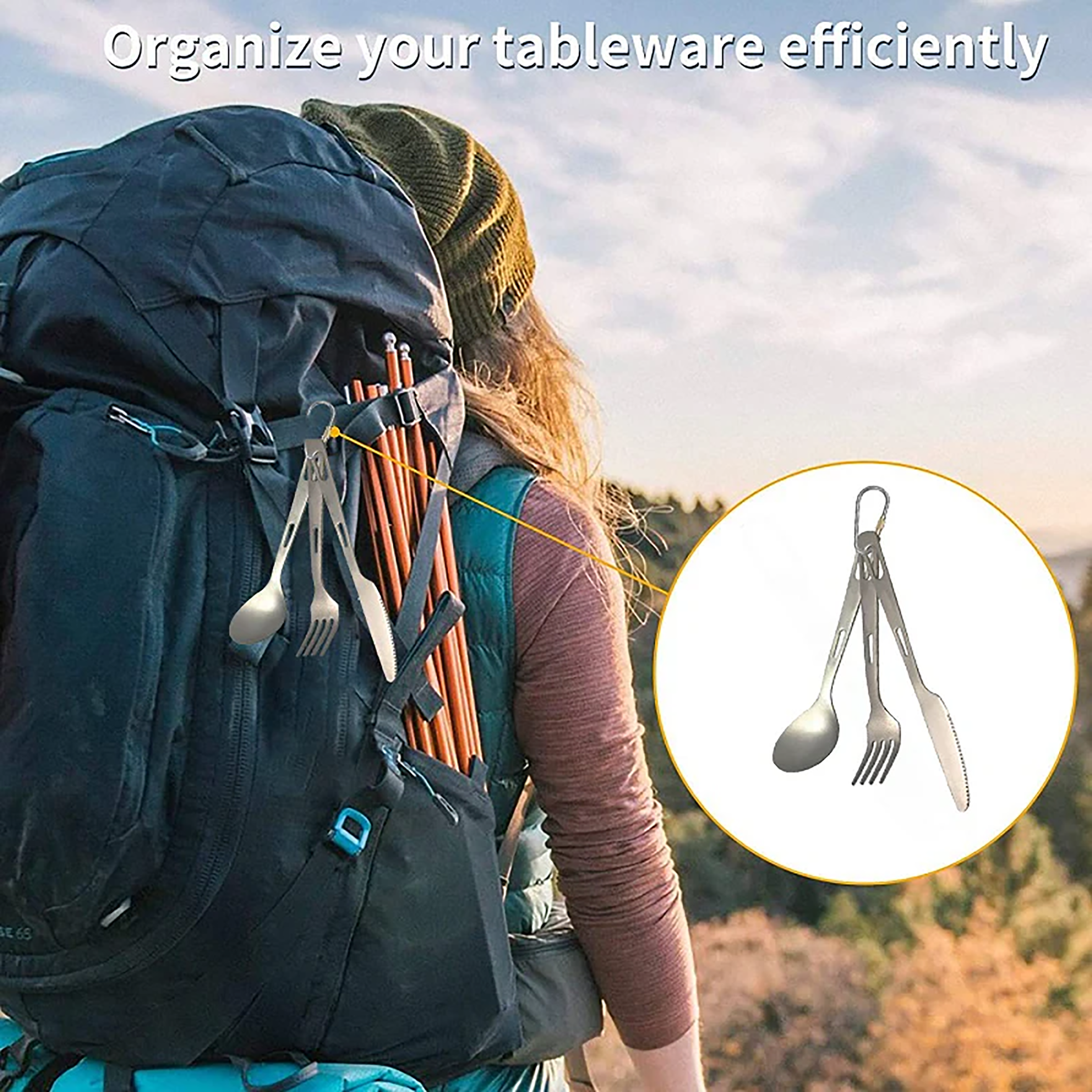 Titanium Flatware Lightweight Camping Utility Cutlery Set