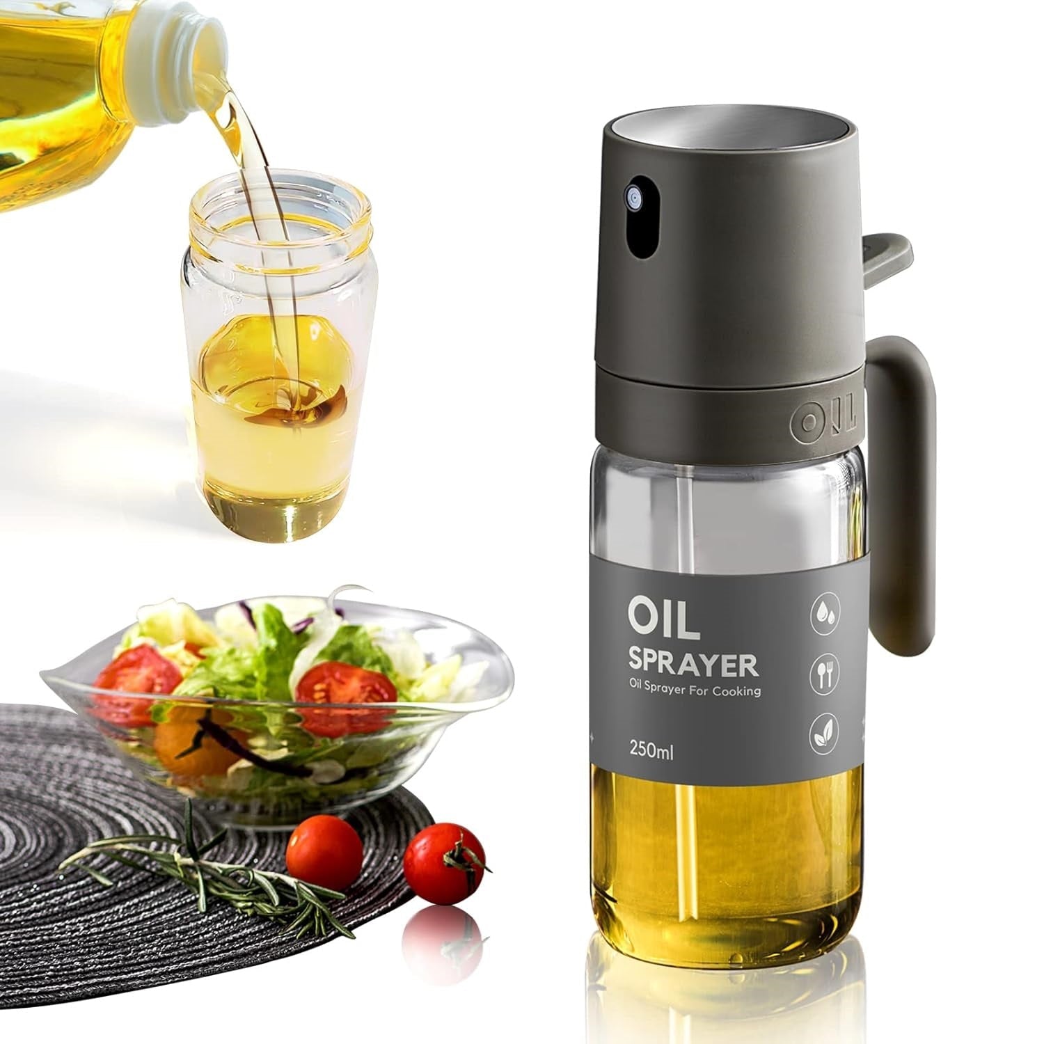 8.5 Fl Oz Glass Oil Spray Bottle Cooking Dispensers