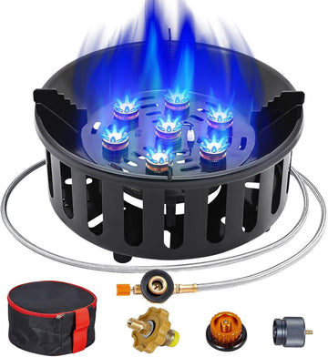 Camping Stove - 7-Core High-Power Portable Gas Burner with Ignition