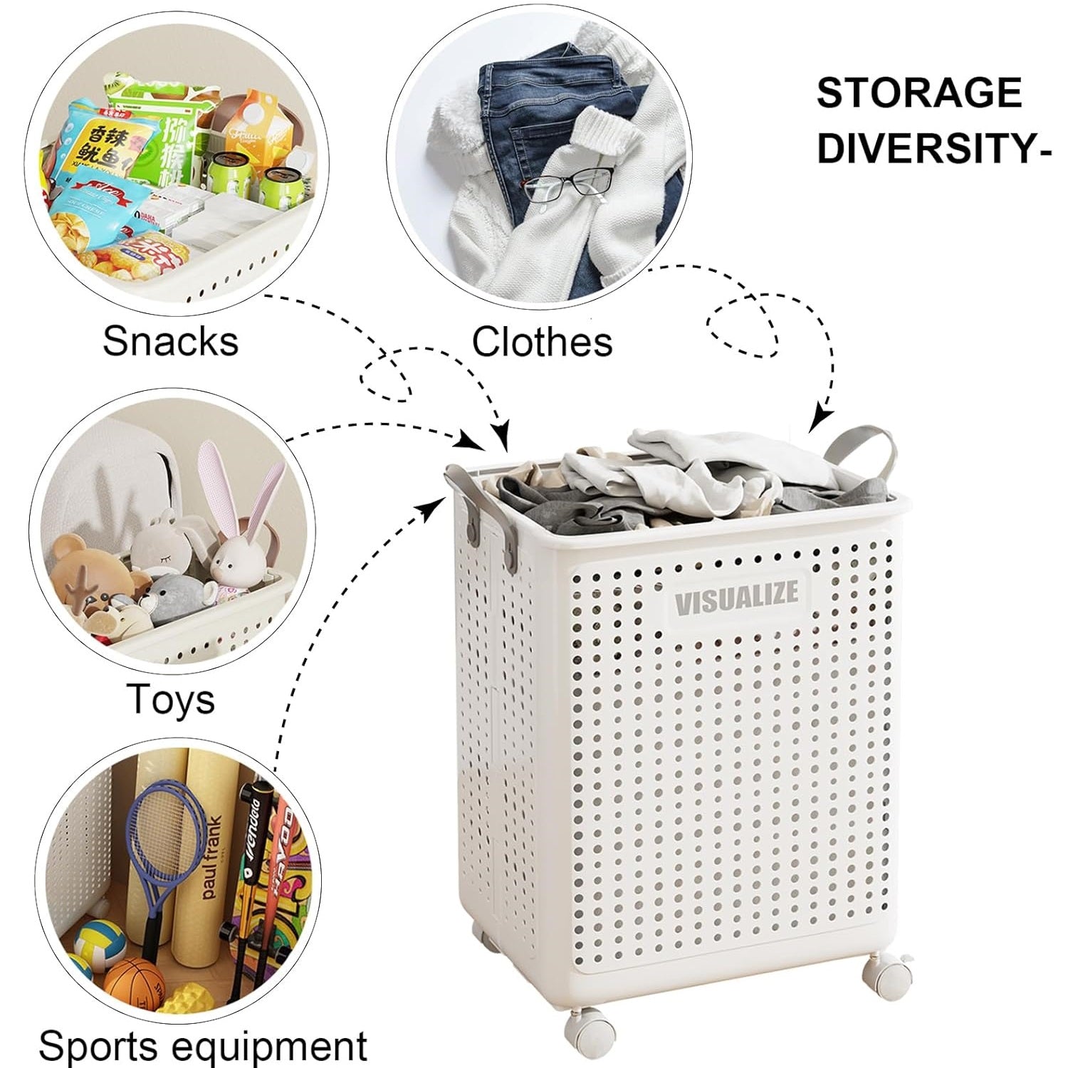 Portable Storage Folding Laundry Basket with Wheels