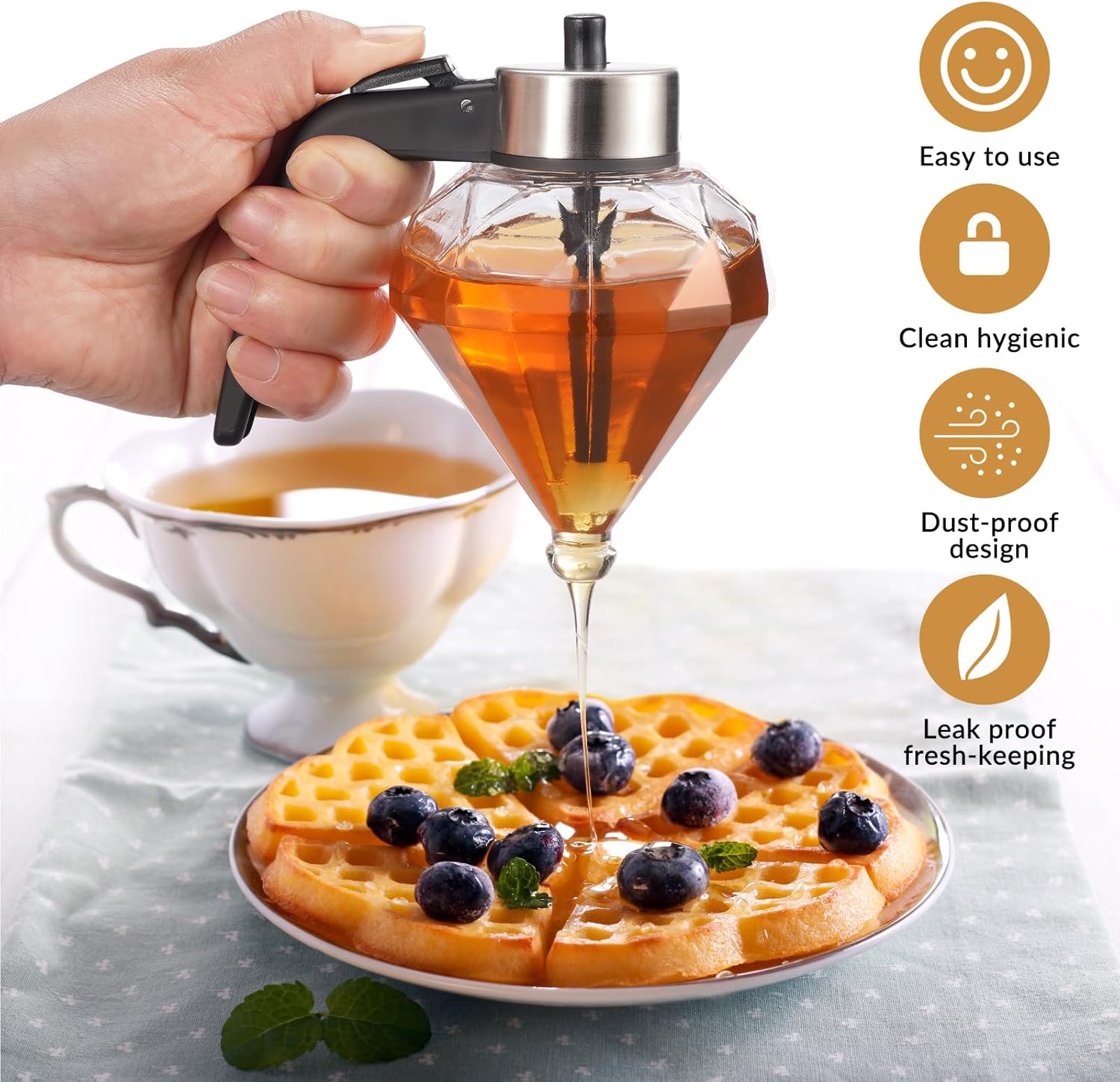 Glass Honey Dispenser with Stand Base