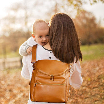 Diaper Bag Backpack Large Capacity PU Leather Travel