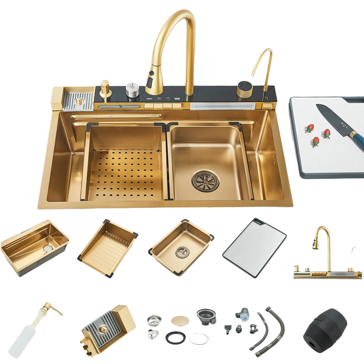 304 Stainless Waterfall Kitchen Sink - Single-Bowl Overmount