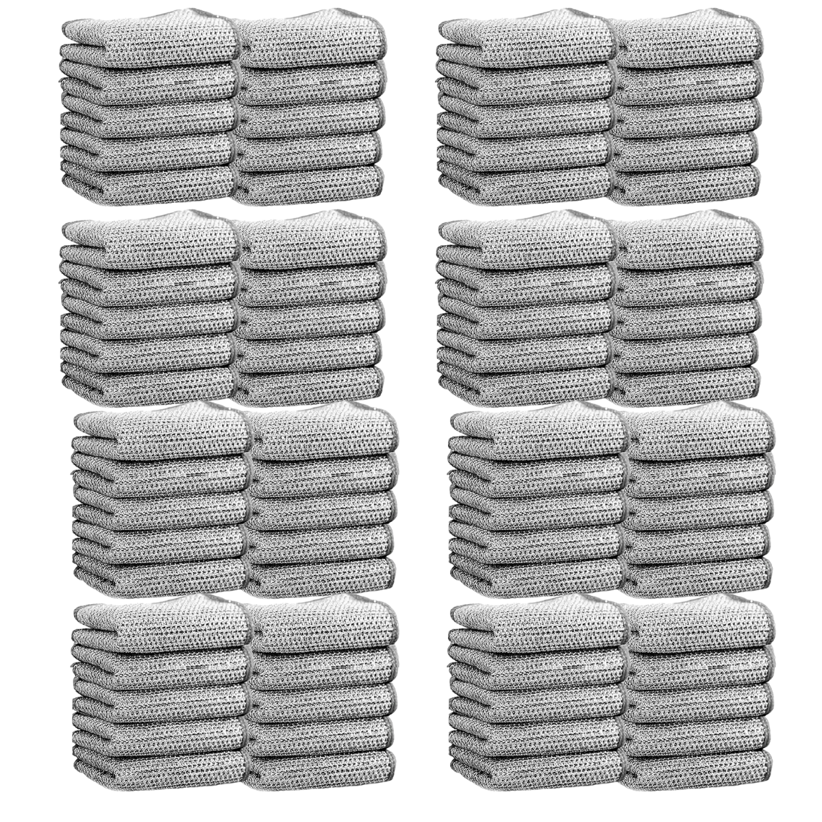 Steel Wire Cleaning Cloths - Double-Layer Silver Fibre Dishcloths for Kitchen