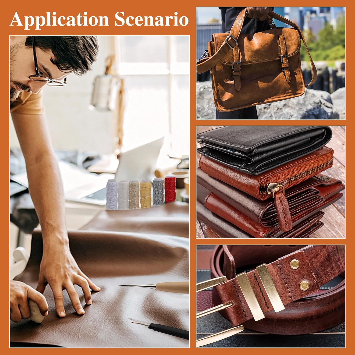 Leather Sewing Tools with Waxed Thread and Needle DIY Handmade Craft Set