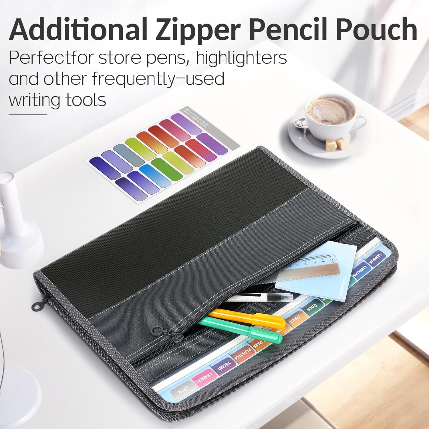 Accordion File Organizer with Safe Zipper