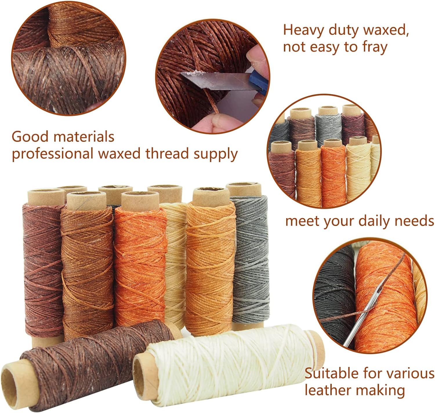 Leather Sewing Tools with Waxed Thread and Needle DIY Handmade Craft Set