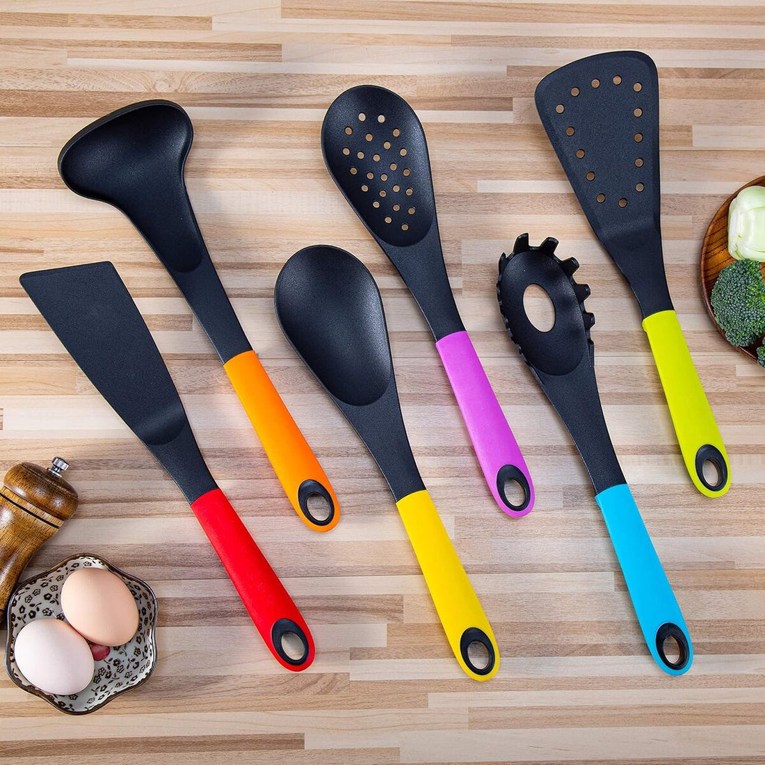 7-Piece Nonstick Nylon Utensil Set - Spoon Turner Spatula and Ladle