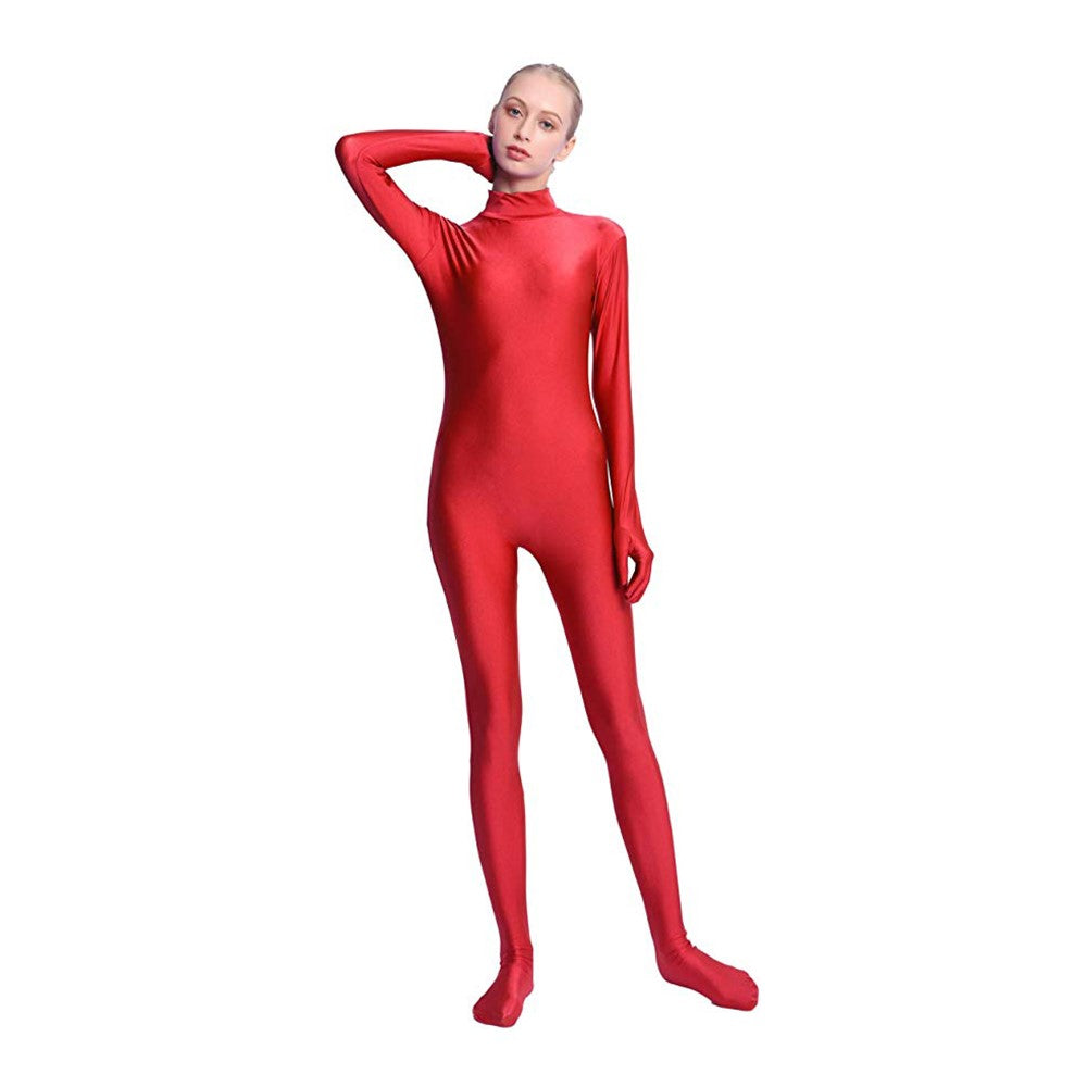 Adult Black Spandex Full Body Footed Jumpsuit Unisex Bodysuit