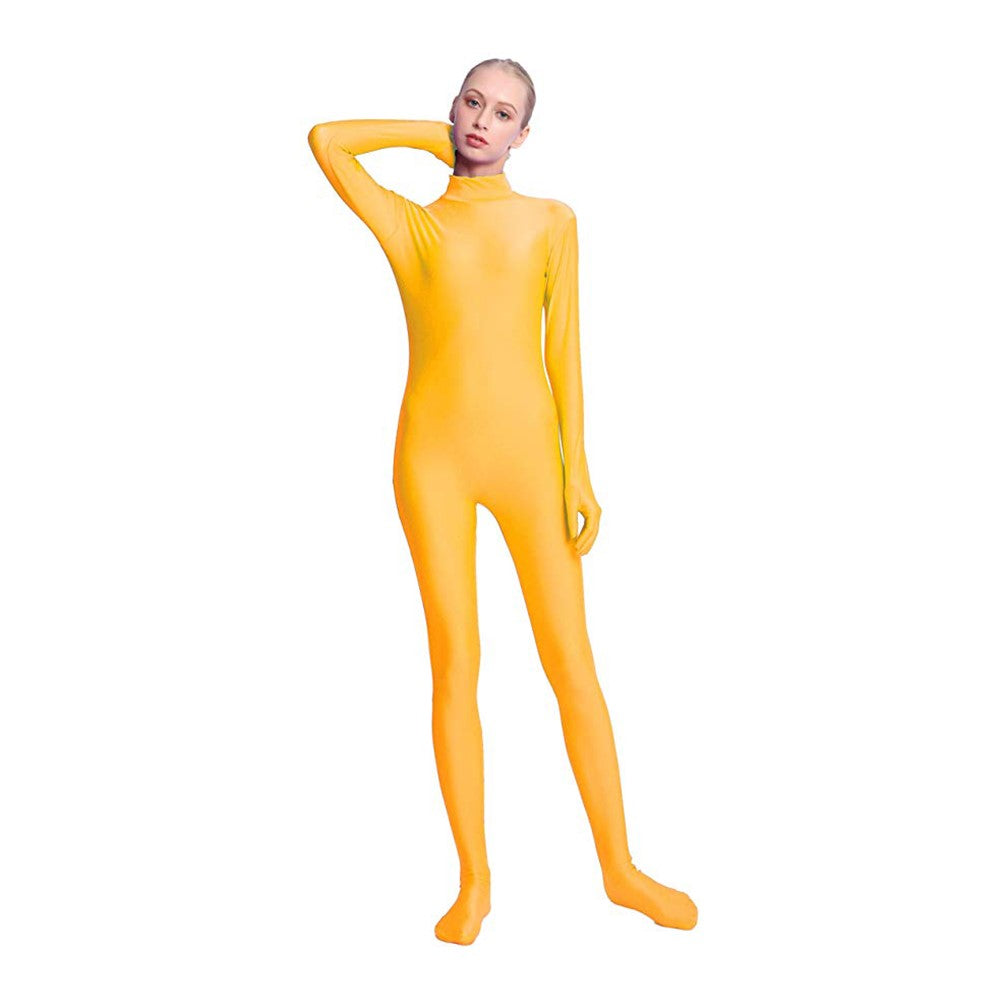 Adult Black Spandex Full Body Footed Jumpsuit Unisex Bodysuit