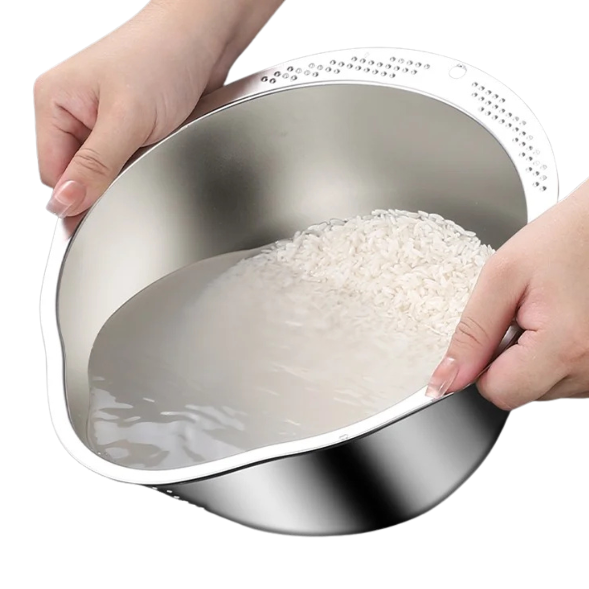 Rice Strainer Bowl - Stainless Steel Washing and Colander for Kitchen